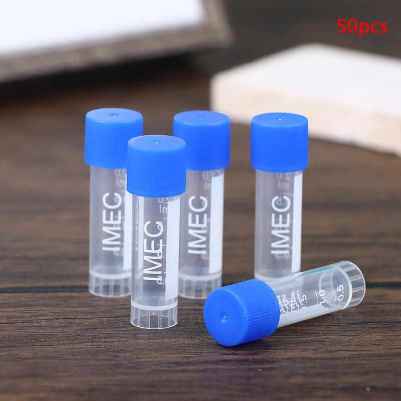 50Pcs 1.8Ml(2Ml) Plastic Graduated Cryovial Plastic Test Tube Freezing Tube Sample Cold Storage Tubes With Screw Cap