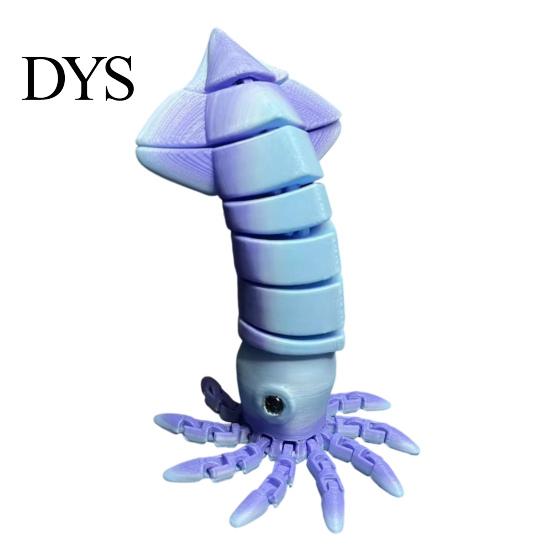 PLA Игрушка-кальмар 3D-печатная шарнирная игрушка, Фигурка с подвижными суставами, Декоративная фигурка Имитация морского животного Fidget для украшения рабочего стола Морская