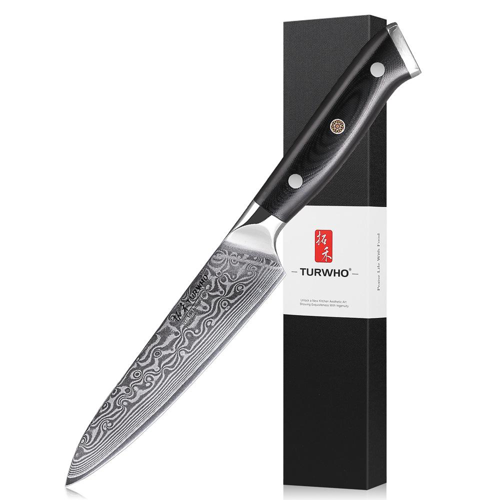 TURWHO 5" универсальный нож высокого качества 67 слоев дамасской стали кухонный нож для нарезки овощей нож для повара инструменты для готовки ручка G10