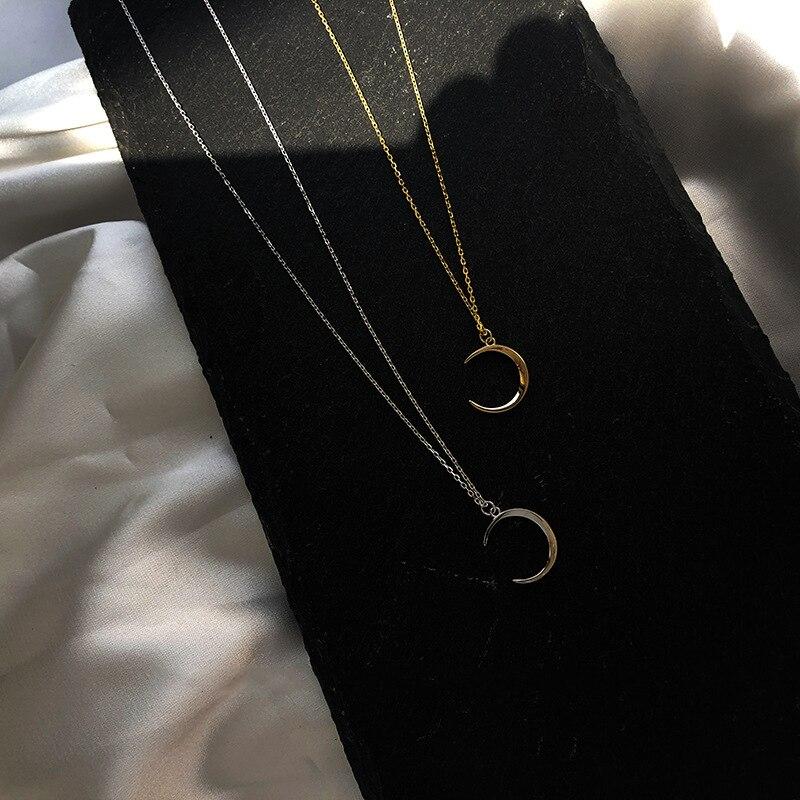 Ожерелье с подвеской в виде луны из стерлингового серебра 925 пробы, цепочка на ключицу, ожерелье с мениском для женщин, ежедневный подарок S-N542