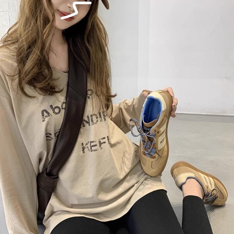 Американские ретро-кроссовки из натуральной кожи с круглым носком, женские, мягкие, кожаные, универсальные, со шнуровкой, для спорта и отдыха, для женщин