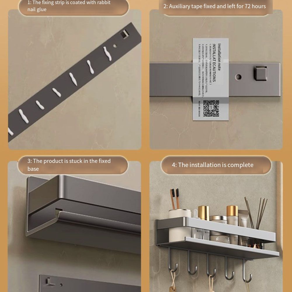 Настенные полки для хранения в ванной комнате, органайзер для туалета без перфорации, кухонная полка для специй, алюминиевые серые полки для туалетной комнаты, косметика