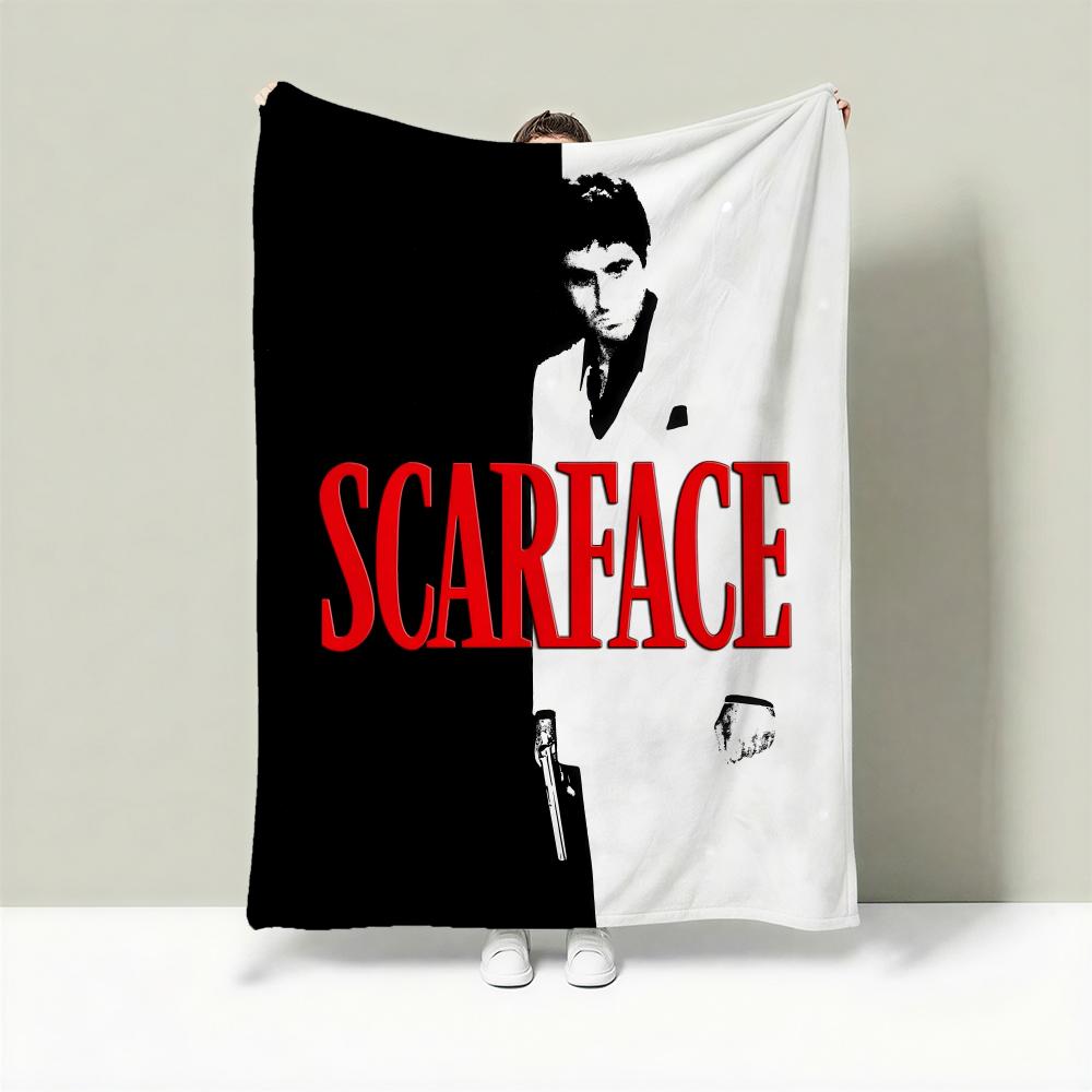 Movie S-Scarface Throw Lightweight 240g Flannel Blanket Soft Skin-friendly for Summer Cooling