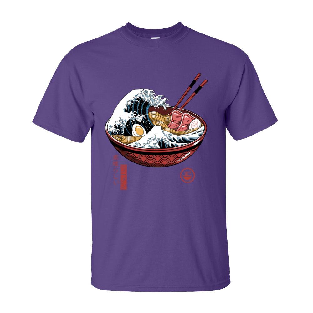 Печать Great Ramen Wave Белые Топы Футболка для Мужчин Классический Японский Стиль Круглый Вырез 100% Хлопок Короткий Рукав Футболка Лапша Топы