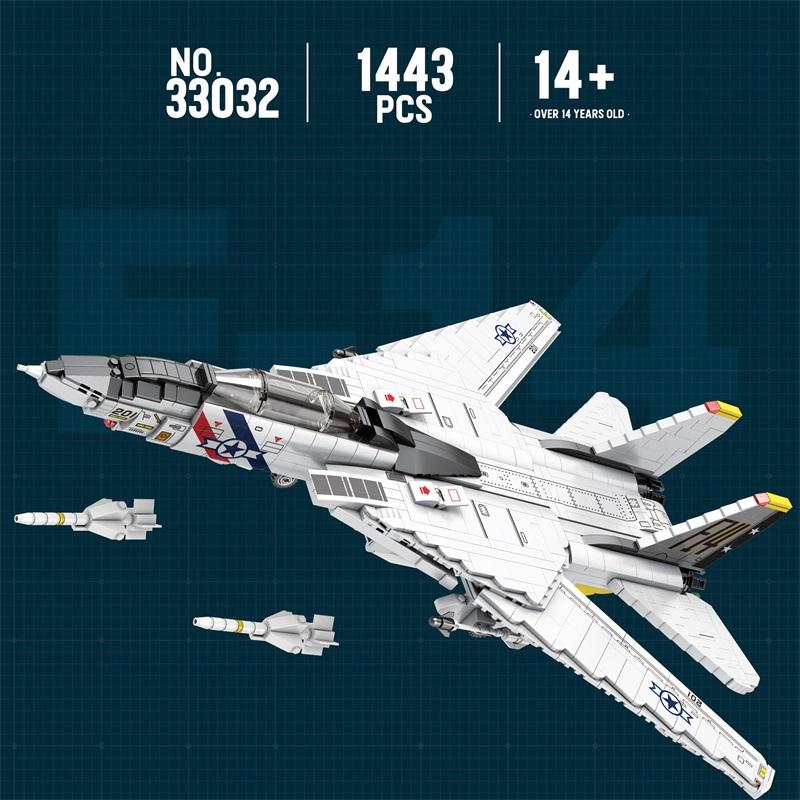 1443PCS Military Tomcat F14 Fighter Aircraft Building Blocks MOC Carrier-Base Fighter Model Bricks Set Holiday Gifts Kids Toys