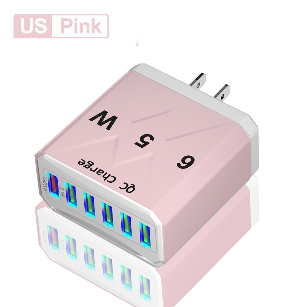 3.1A USB Fast Phone Charger Adapter 6 In1 Mulit Plug Travel Charger For iPhone 13 12 Samsung Xiaomi QC3.0 Quick Charger