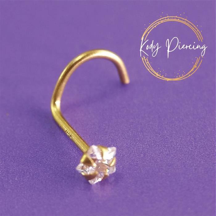 KODY PIERCING Изогнутый стержень из золота 14 карат, украшенный звездой из циркона диаметром 3 мм.