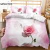 Комплект постельного белья Rose Duvet Set из микрофибры Pink Heart Rose Romantic Flower Tema Комплект постельного белья для влюбленных Double Queen King Size Покрывало для пододеяльника