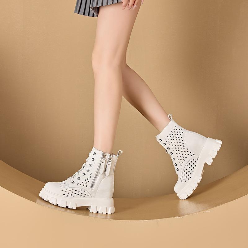 Весенние демисезонные ботинки Мартина маленького размера для женщин, повседневная обувь на толстой подошве с внутренней платформой для увеличения роста для женщин, женская обувь на двусторонней молнии