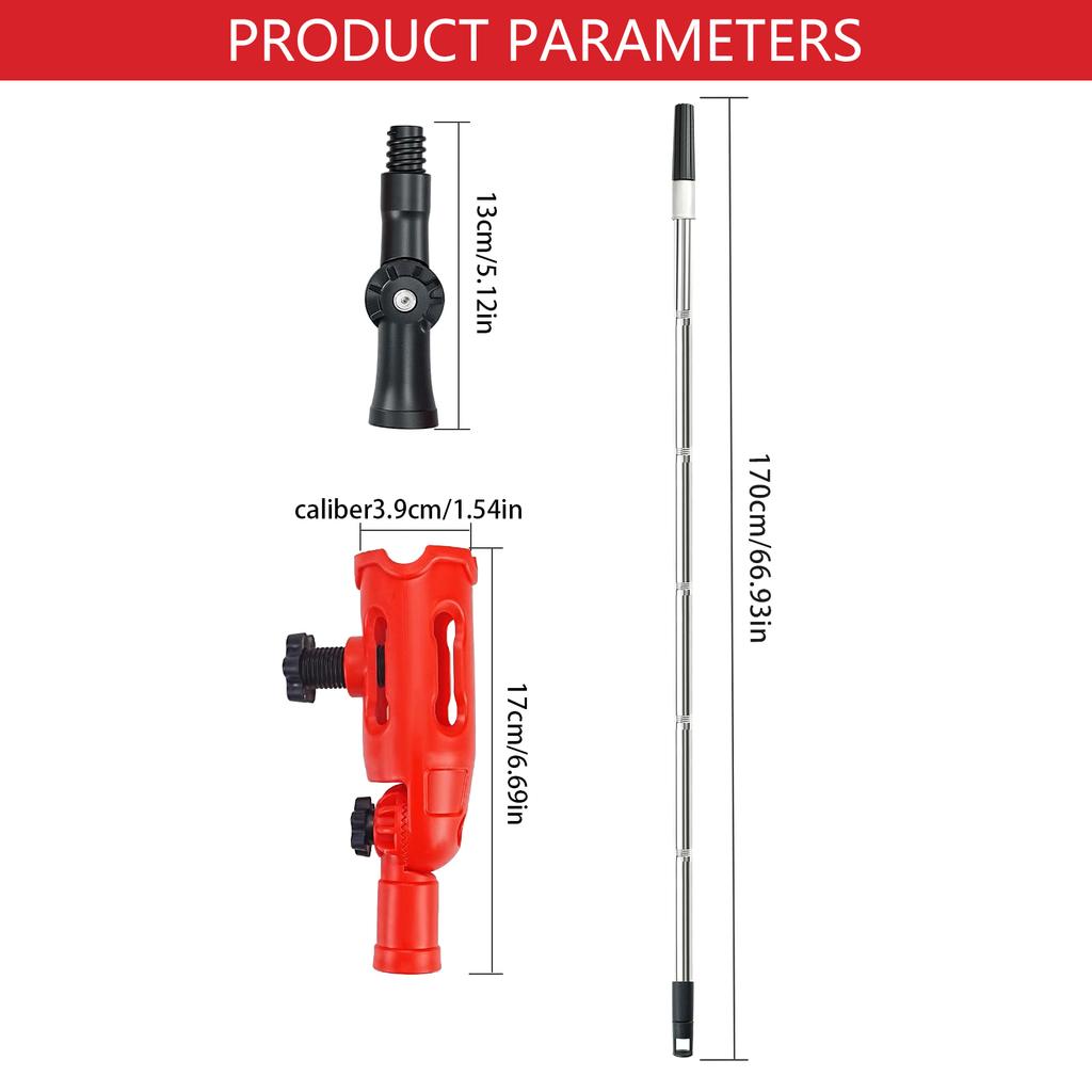 Сверхпрочный инструмент для очистки водостоков с 2 регулируемыми адаптерами длиной 1,7 м. Подходит для крышных водостоков, удаления листьев и мусора.