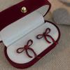 Retro Style Red Bowknot Stud Earrings for Women Girls Simple Earings Piercing Ballet Ribbon Aesthetics Elegant Ear Zircon Gifts