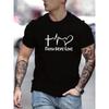 Men's 100% Cotton Fashionable Casual Sports Loose Fit Plus Size FAITH HOPE LOVE Printed Round Neck Short Sleeved T-shirt Top