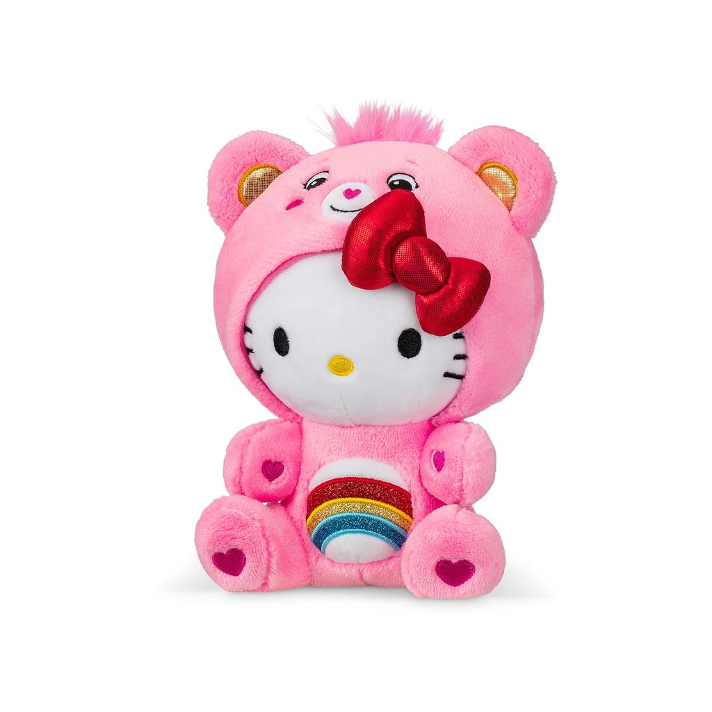 Care Bears Hello Kitty Cheer Bear Dressed As 8-Inch Fun-Sized Plush - Soft and Cuddly Best - For Girls and Boys, Employees, Collectors, Ages 4 and Up.