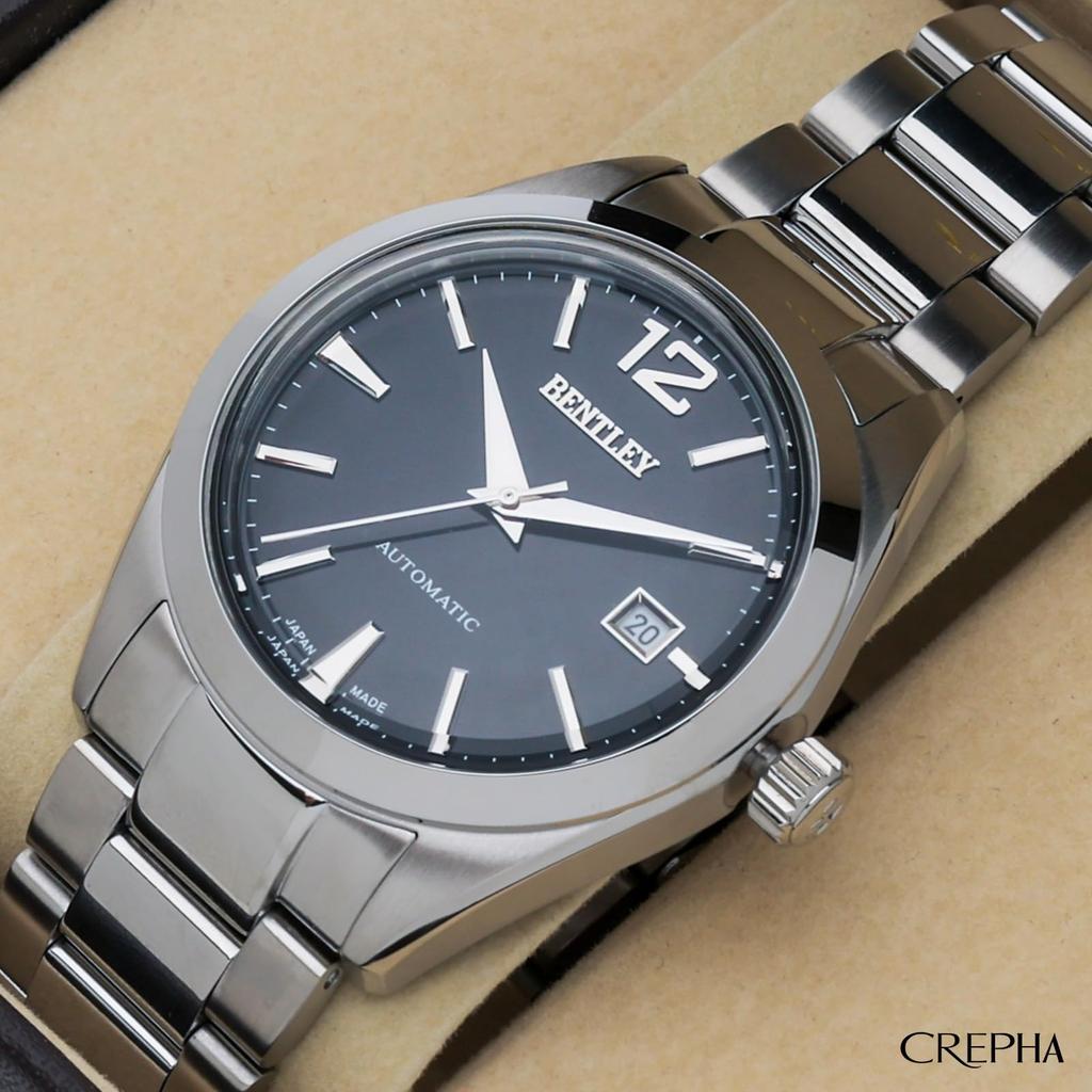 CREPHA Аналоговые Автоматические Часы с Водонепроницаемым Металлическим Черным Ремешком Bentley для Мужчин, Часы, BT-AM392-BKS