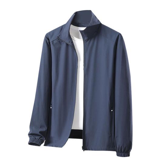 Мужская и женская солнцезащитная куртка с воротником-стойкой и длинным рукавом, однотонная застежка-молния, солнцезащитная одежда из ледяного шелка