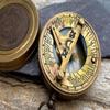 Vintage Brass Pocket Compass with Sundial – Handmade Steampunk Design, 5 Cm Diameter