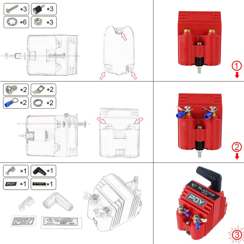 Hypertune - Universal Blaster Ss 12V High Output External Male E-Core Ignition Coil With Kits Adaptor With PQY JR-EIC00-K