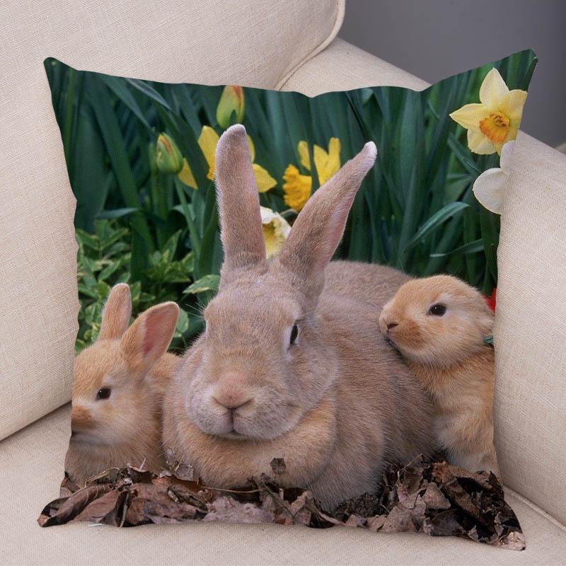 Наволочка для дивана, автомобиля, украшения дома, домашнее животное, милый кролик, чехол для подушки