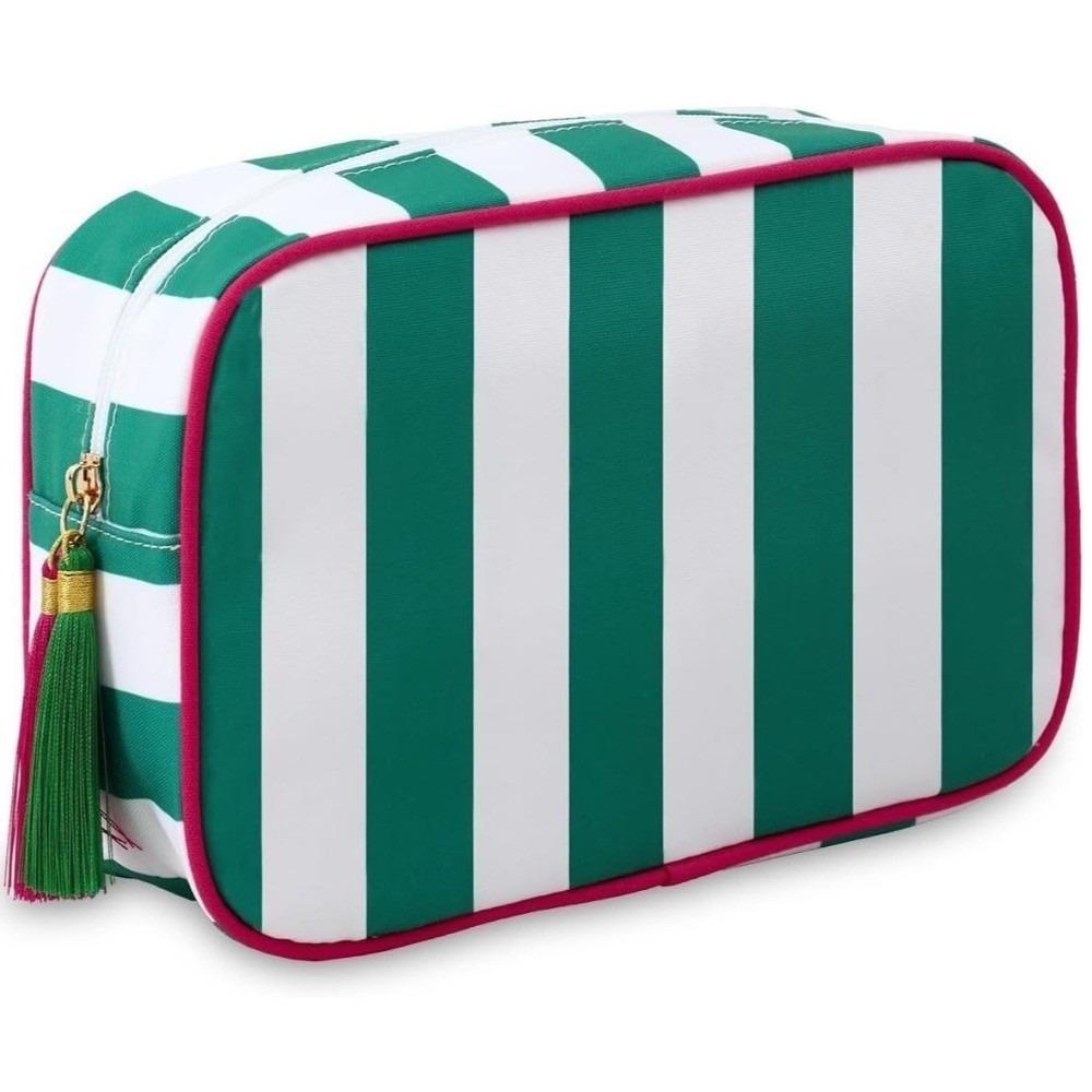 Large Capacity Portable Cosmetic Bag Large Striped Makeup Bag Portable Pouch Girls