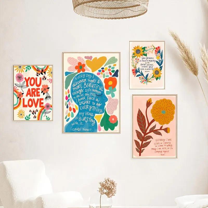 Вдохновляющая цитата Арт-постер Бохо Детская Комната Цвет Холст Живопись Клод Моне Настенный Принт Картина с цветами Кабинет Домашний Декор