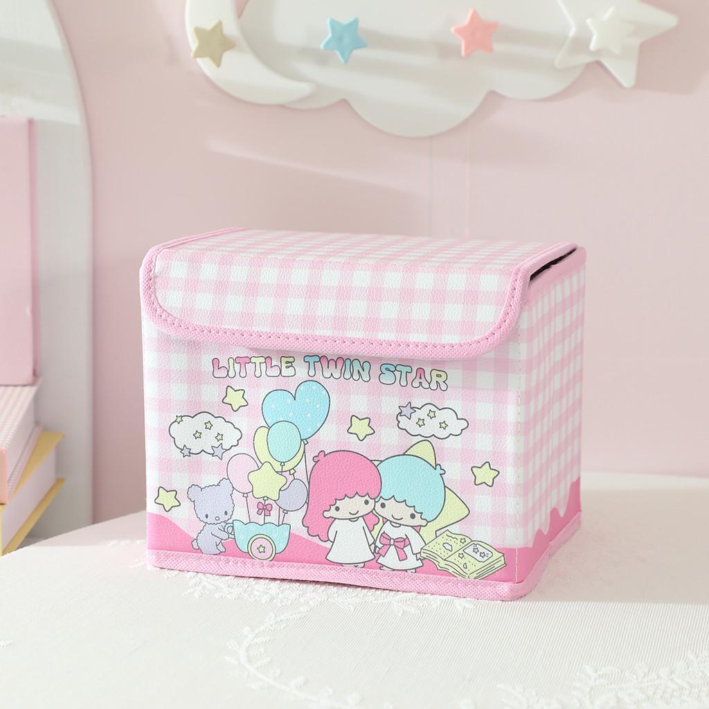 Hello Kitty Kuromi Cinnamoroll Melody Party Theme Foldable Flip Storage Box For Dorm Room And Desk Storage