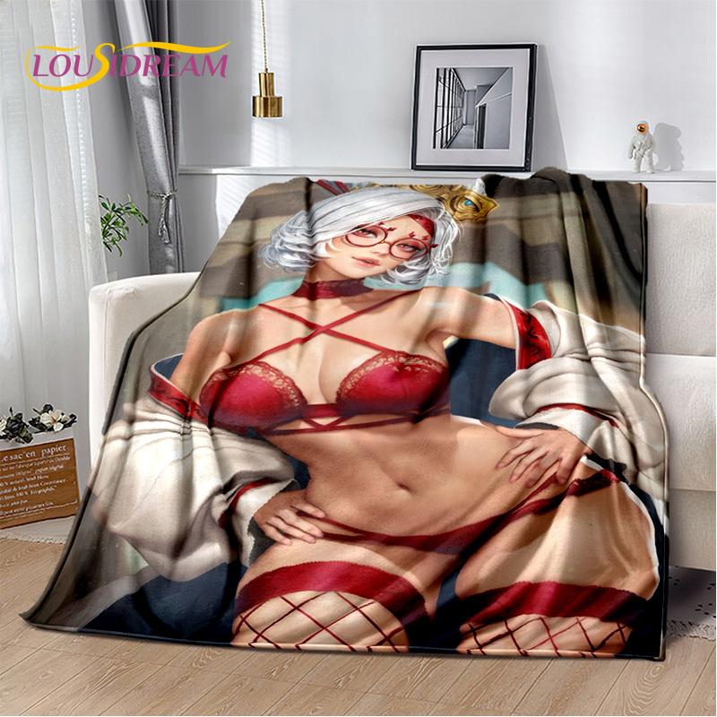 Sexy Lace Beauty Girl Lady Cartoon Anime Character Blanket,Soft Throw Blanket for Home Bedroom Bed Sofa Picnic Office Cover Gift