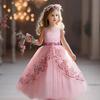 Элегантное платье для девочек-цветочниц, свадебное платье с аппликациями из пайеток, кружевное платье для подружек невесты, банкетное платье для первого причастия, длинное платье для девочек-подростков