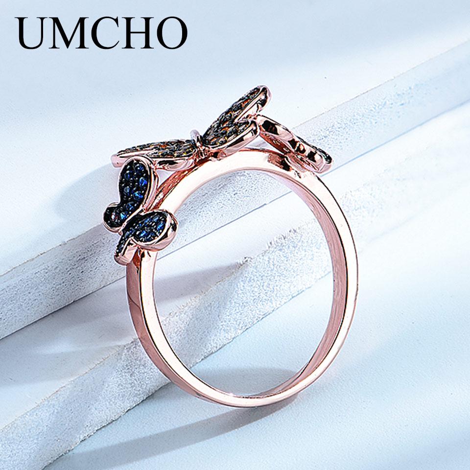 Umcho Элегантные ювелирные наборы с бабочками, кольца из стерлингового серебра 925 пробы, ожерелье с подвеской для женщин, свадебный подарок, ювелирные изделия