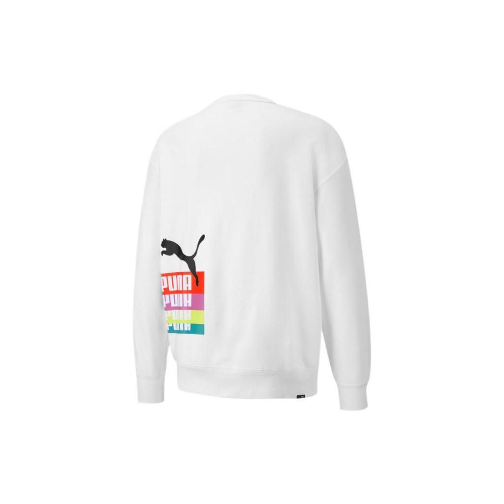 Puma Повседневная толстовка с круглым вырезом и принтом логотипа, мужские топы, белый 535326-02