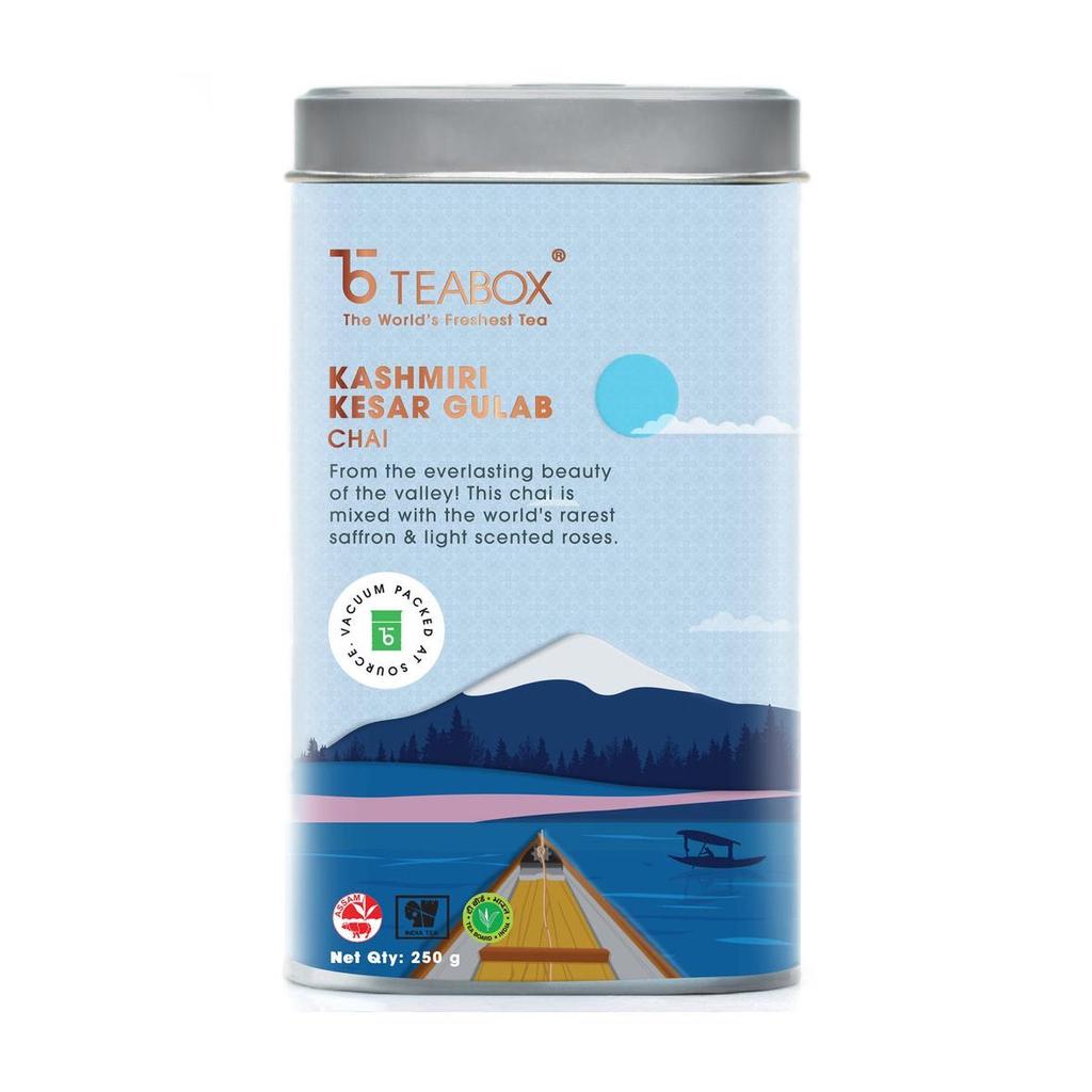 Кашмирский чай с Розой и Шафраном (250 г), Kashmiri Kesar Gulab Chai,  Teabox