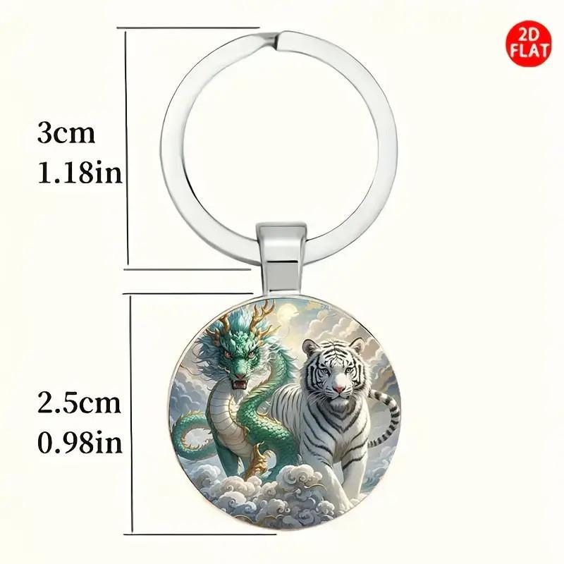 2d Dragon Themed Keyring With Glass Alloy Material For Gift And Collectors