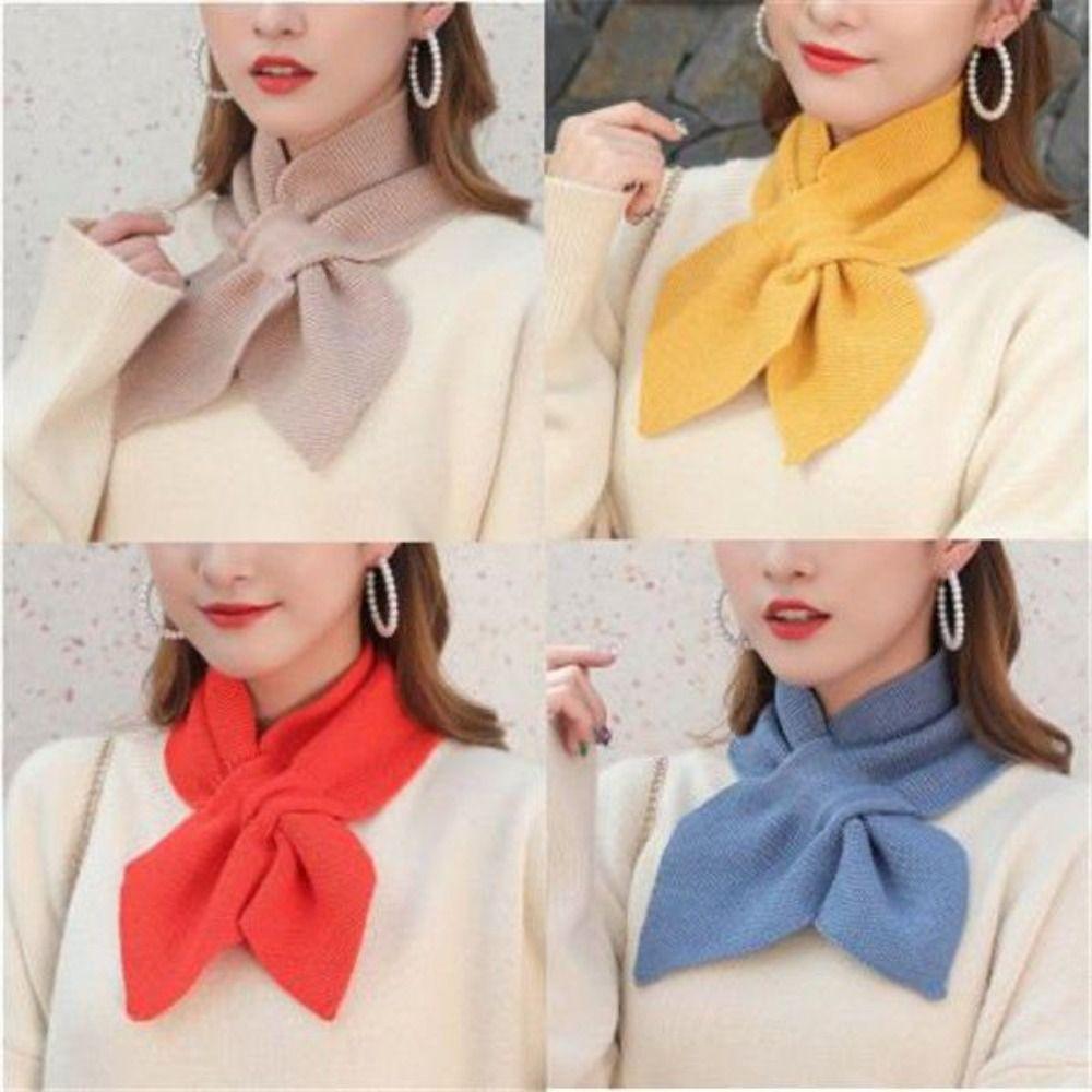 Windproof Cross Scarf Warm Sweater Bowtie Winter Neck Warmer  Women