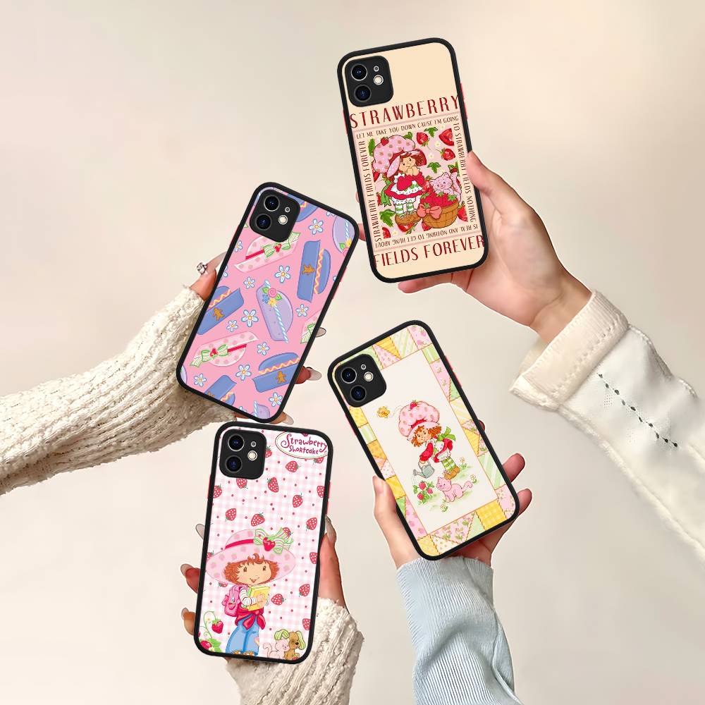S-Девочка с клубничным тортом Для IPhone 16 Pro Max 15 14 13 12 11 XS MAX X Plus Конфетный Цвет Матовый ТПУ Чехол для Телефона