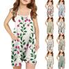 Girls' Sleeveless Romper - Casual Spaghetti Strap Jumpsuit With Pockets