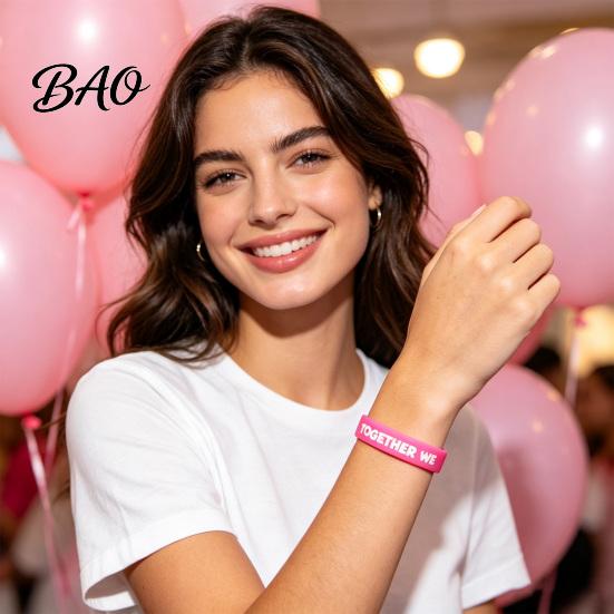 Encouragement Bracelet for Women Health 6 Pcs Breast Cancer Awareness Bracelets Women, Pink Ribbon Silicone Wristbands Wristbands, Hope Faith Strength