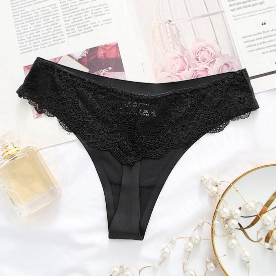 Женские трусики тонкие ледяные шелковые кружевные с низкой талией бесшовные однотонные с хорошей воздухопроницаемостью