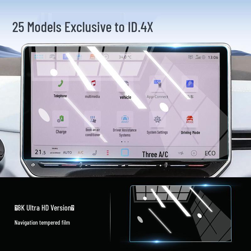 Закаленное стекло для экрана и пленка для центральной консоли Volkswagen ID4X CROZZ для декора интерьера