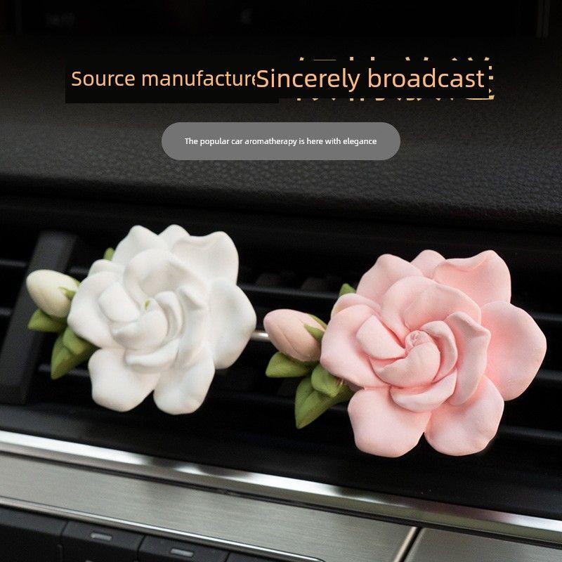 Gardenia Car Fragrance Diffuser Gypsum Car Perfume Car Air Conditioning Vent Decoration Aroma Essential Oil Ornament