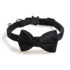 Velvet Cat Collar Bowknot Adjustable Safety Buckle Gatos Bow Tie Cat Accessories Collar for Cats with Bell Solid Color