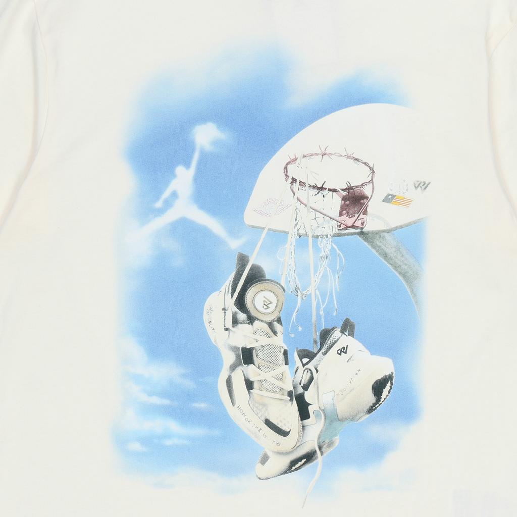 Jordan HTG Collaboration Series SS22 Хлопковая футболка с принтом и вышивкой Мужские топы цвета слоновой кости DJ7978-110