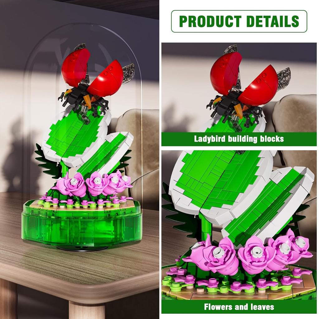 MOULD KING 10105 Набор для сборки коллекции насекомых с музыкальной коробкой, рождественское украшение в подарок