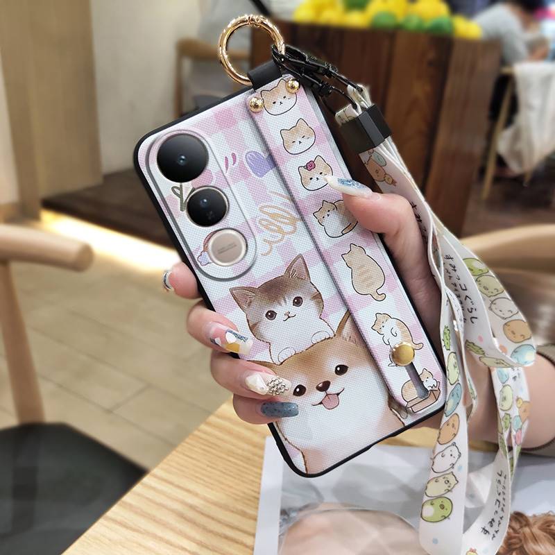 Soft Case Dirt-resistant Phone Case For VIVO V50 Lite 5G Global Anti-knock Waterproof Durable Wristband Kickstand Cute