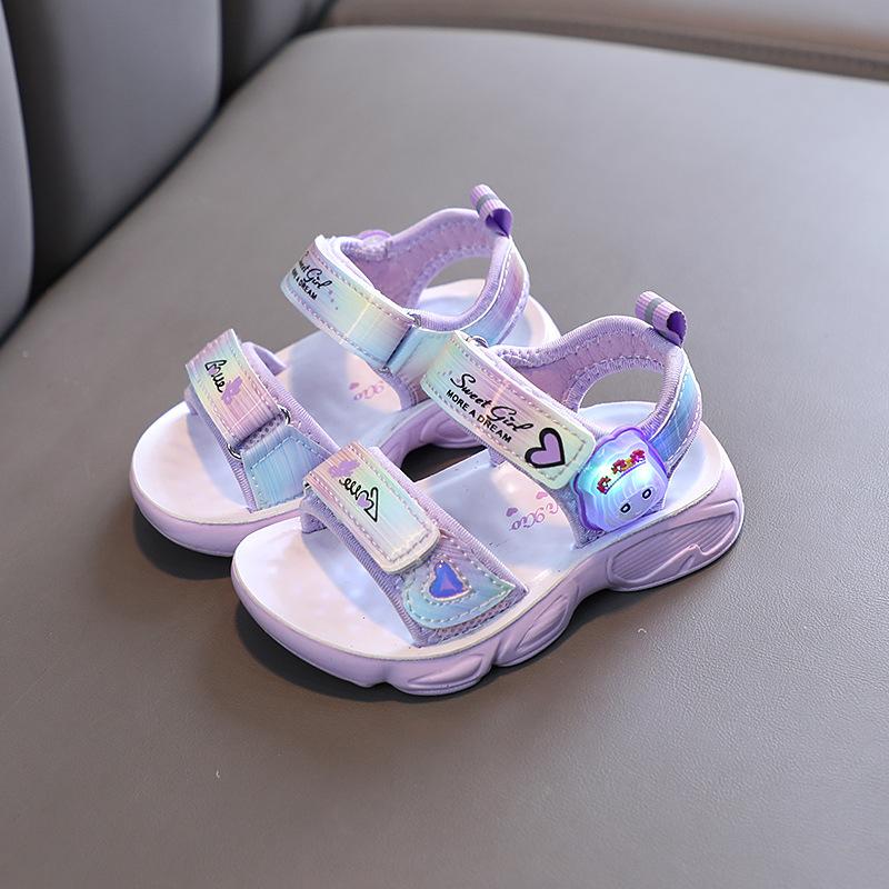 Kids Girls Sandals Soft Princess Sandals Lightweight Shining Print Baby Shoes Comfortable Summer Kids Sandals