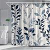 Elegant Blue and White Leaf Pattern Waterproof Shower Curtain – Ideal for Adding a Fresh and Stylish Touch to Your BathroomDec