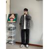 2024 Клетчатая рубашка с длинным рукавом в японском стиле Гонконга Ins Свободная рубашка для мальчиков Летнее модное универсальное повседневное пальто