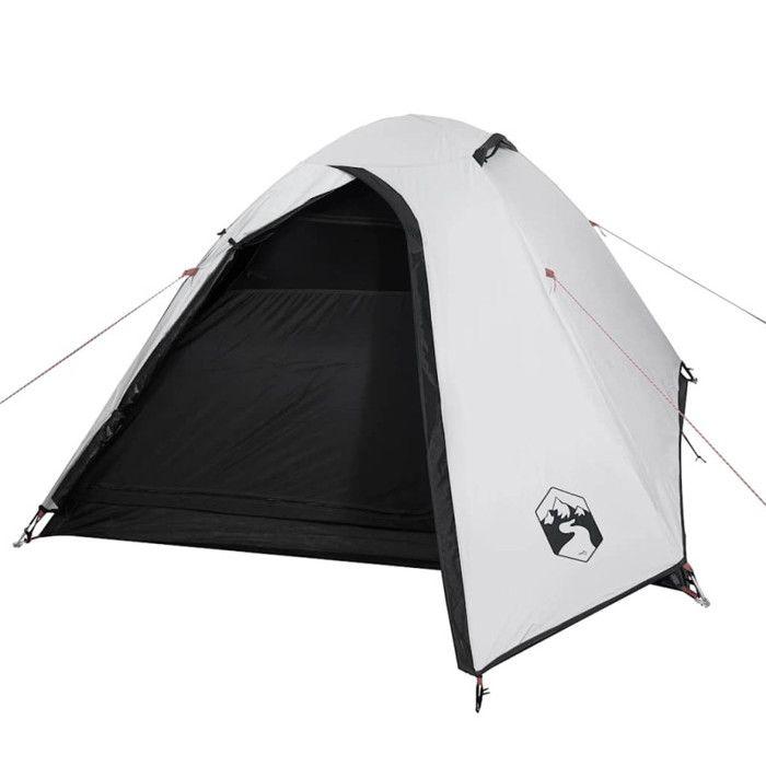 VidaXL Tente de Camping 3 Personnes, Tente d'Ombrage avec Sac, Auvent Portable avec Parois Latérales pour Randonnée, Blanc 94334