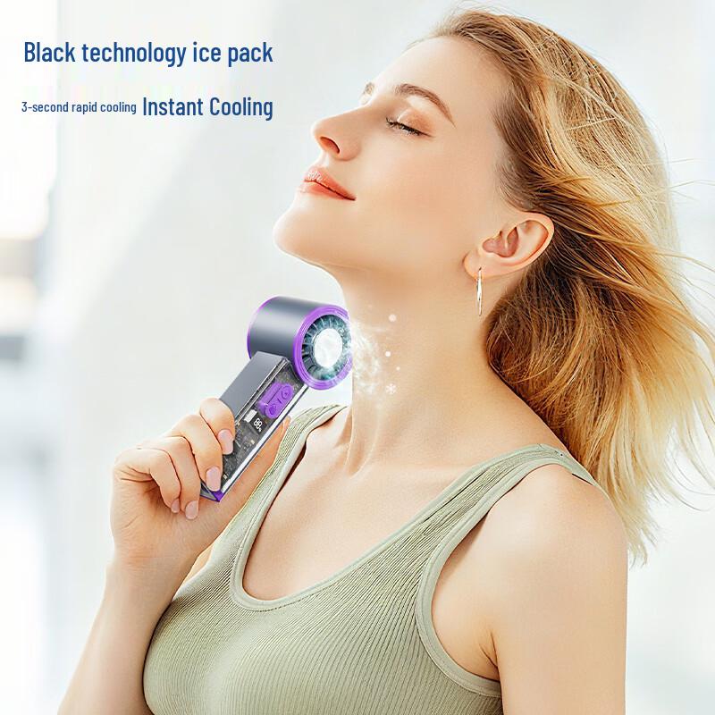 ZISIZ Portable Rechargeable Ice-Compress Handheld Fan