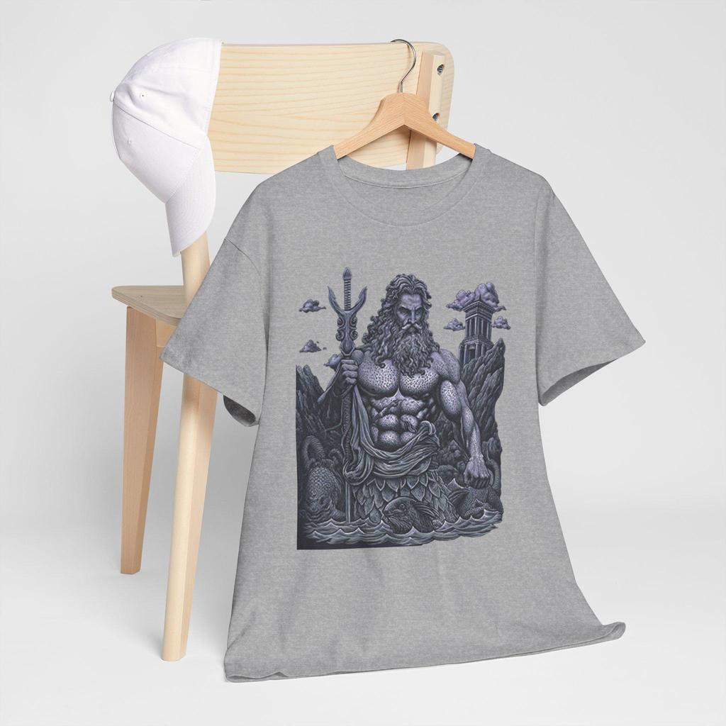 Самая продаваемая модная футболка с графикой Посейдона, Футболка с мифологией, Футболка с богом океана, Футболка с греческим мифом, Топ короля моря, Унисекс хлопковая футболка