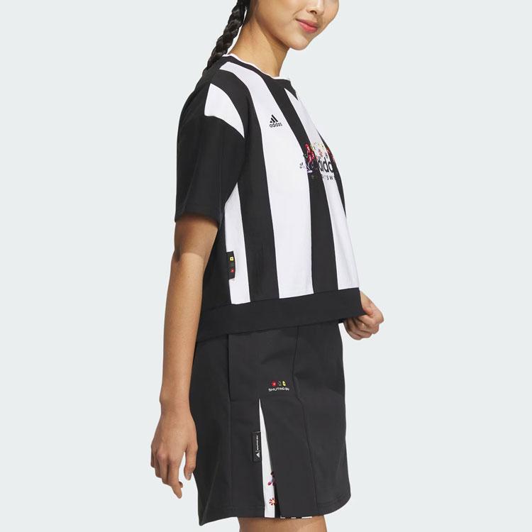 Adidas Женский свитшот с короткими рукавами и цветочной вышивкой X Shuting Qiu, черные топы IM8445