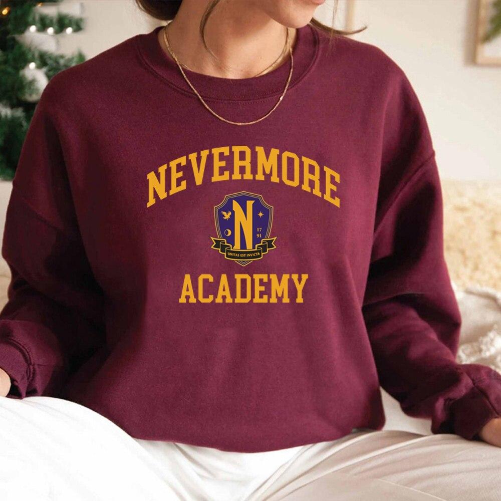 Толстовка Nevermore Academy, костюм Адамса, свитер в стиле ретро, ​​толстовки унисекс с круглым вырезом, повседневные пуловеры, толстовка